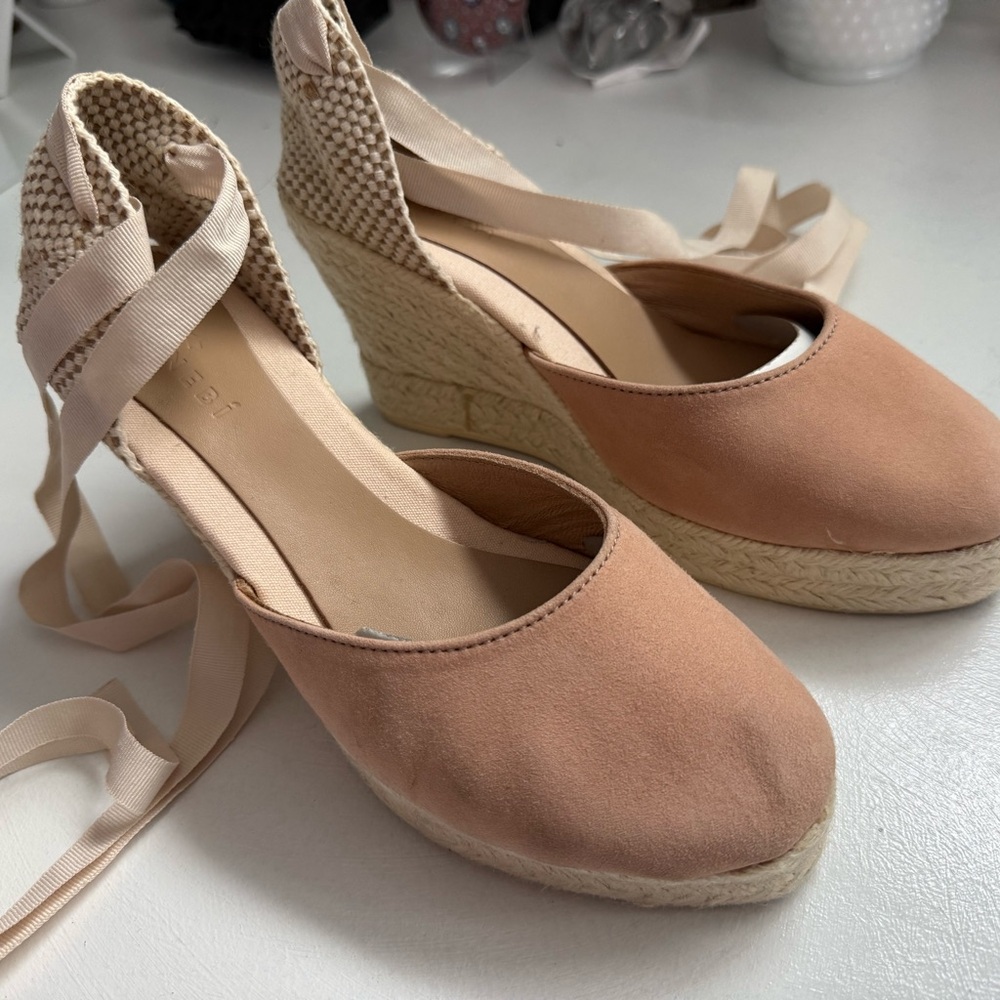 Toms Blush Pink Espadrille Wedges